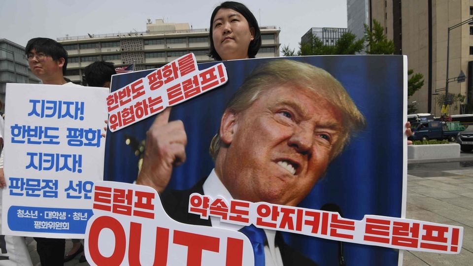 Protest in Seoul gegen Donald Trump nach Absage des Nordkorea-Gipfels