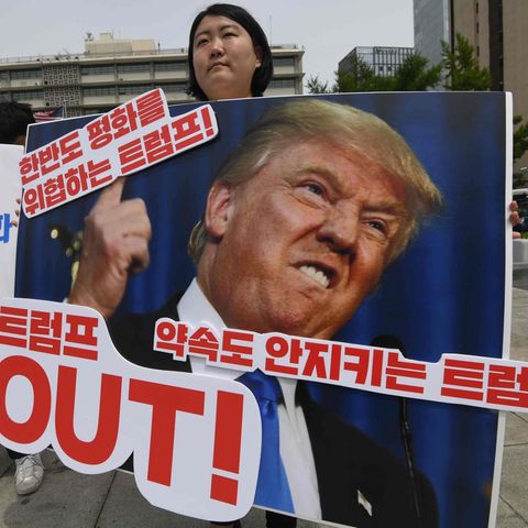 Protest in Seoul gegen Donald Trump nach Absage des Nordkorea-Gipfels