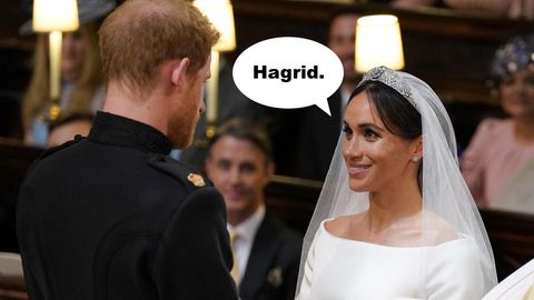 Prinz Harry und Meghan Markle stehen bei ihrer Hochzeit vorm Altar