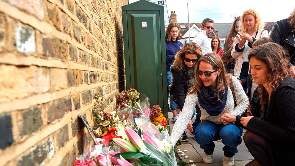 Flowers were laid for Sophie Lionnet at the house of her death.