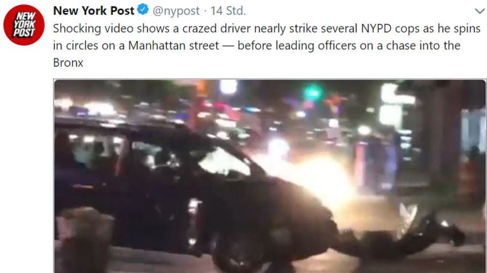 Autofahrer dreht durch als New Yorker Polizei ihn stoppt