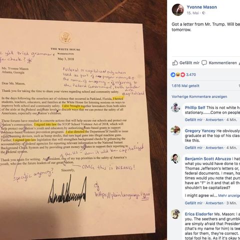 Korrigierter Brief von Donald Trump