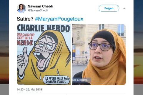 Charlie Hebdo-Cover zeigt eine Muslima mit gelbem Kopftuch - dargestellt als Affe
