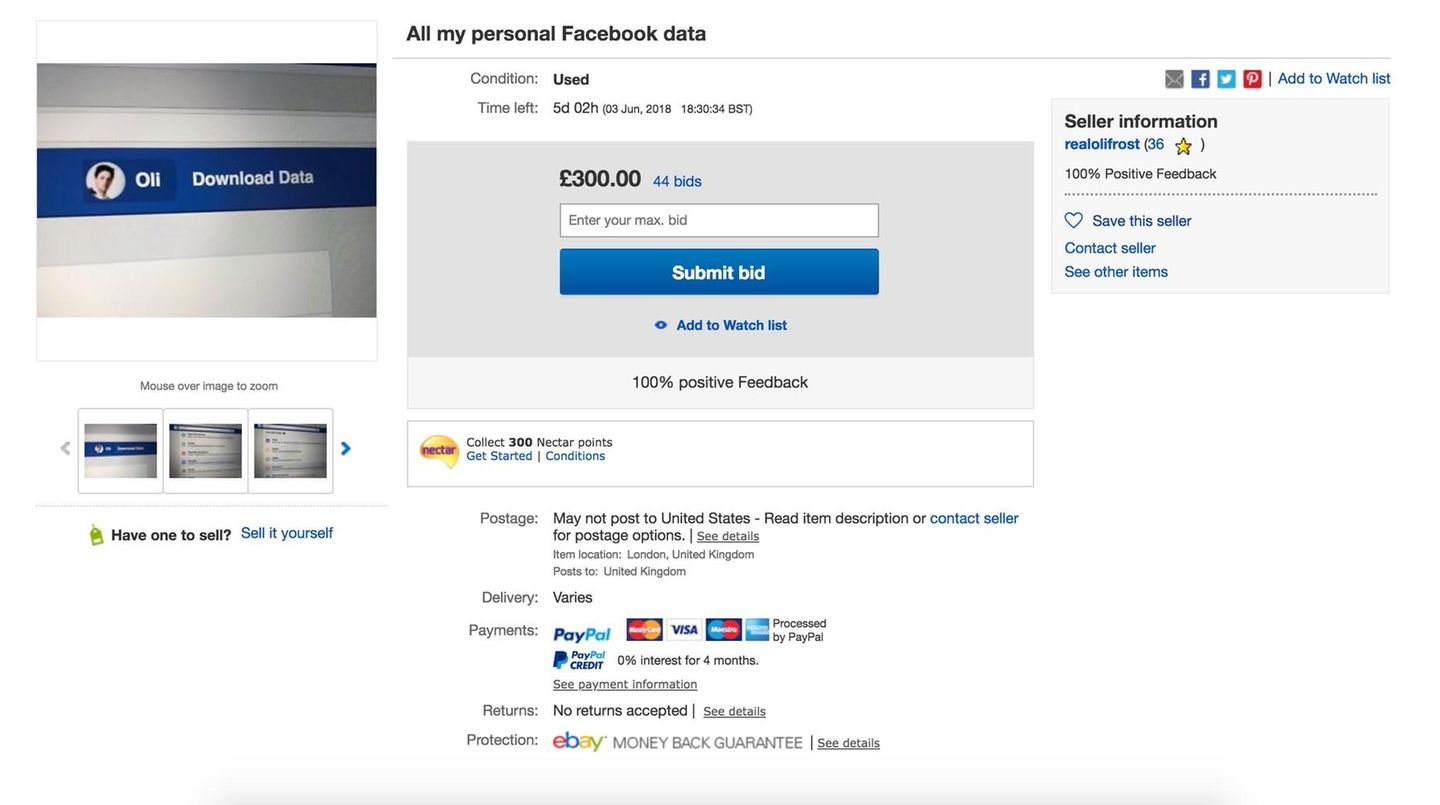 Screenshot von der Ebay-Auktion