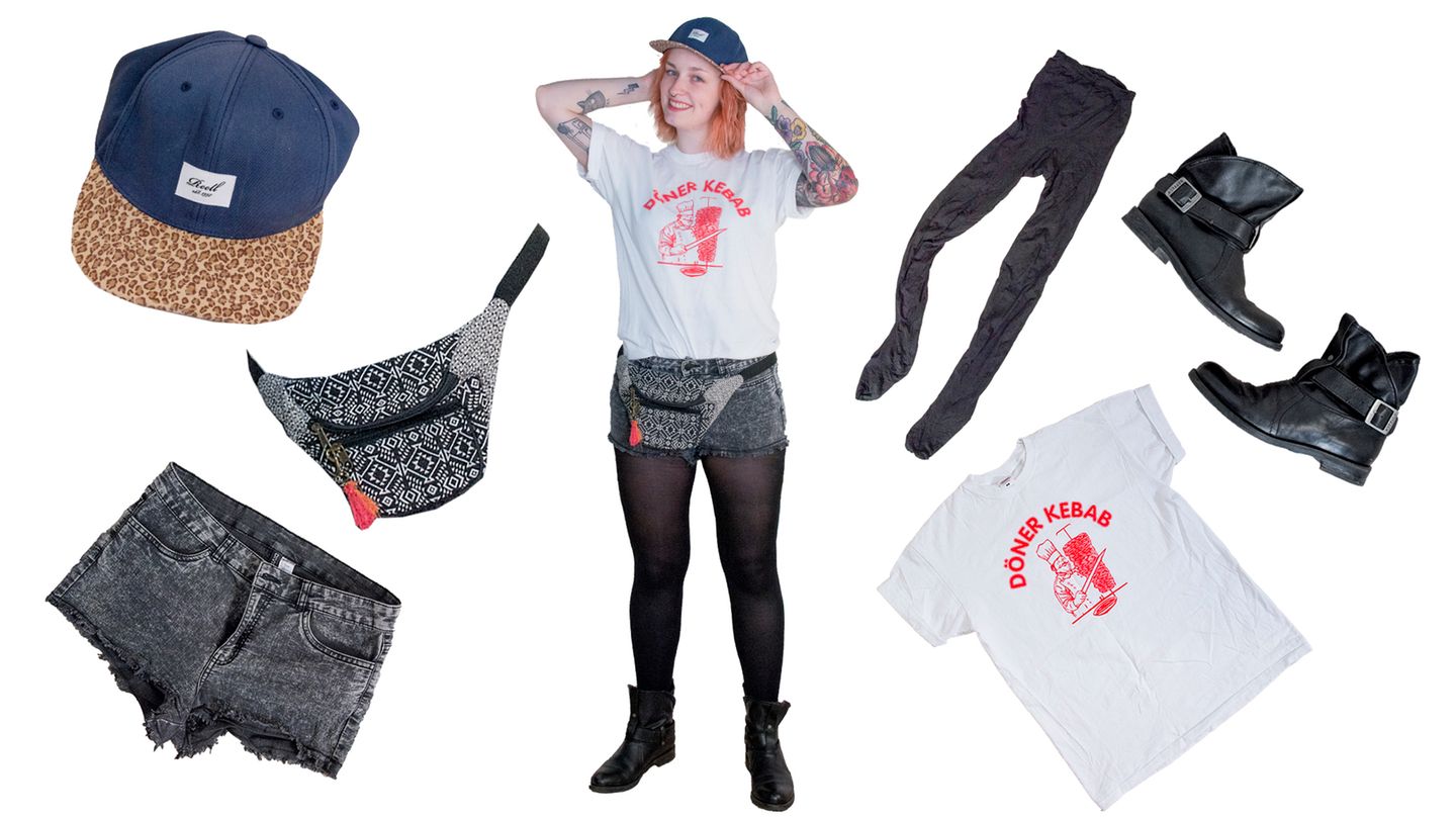 Denise  Zwei Accessoires sind für mich ein Muss auf jedem Festival. Erstens: die Bauchtasche. Ich will die Hände frei haben zum peinlich Tanzen und mir keine Sorgen machen müssen, dass währenddessen jemand mein Geld klaut. Zweitens: die Cap. Schützt vor etwaigem Sonnenstich und kaschiert jeden "Bad Hair Day" nach zwei Tagen ohne Dusche. Dazu wetterfestes Schuhwerk, eine Strumpfhose, falls es frisch wird und ein lustiges Shirt (super um mit Fremden ins Gespräch zu kommen). 
