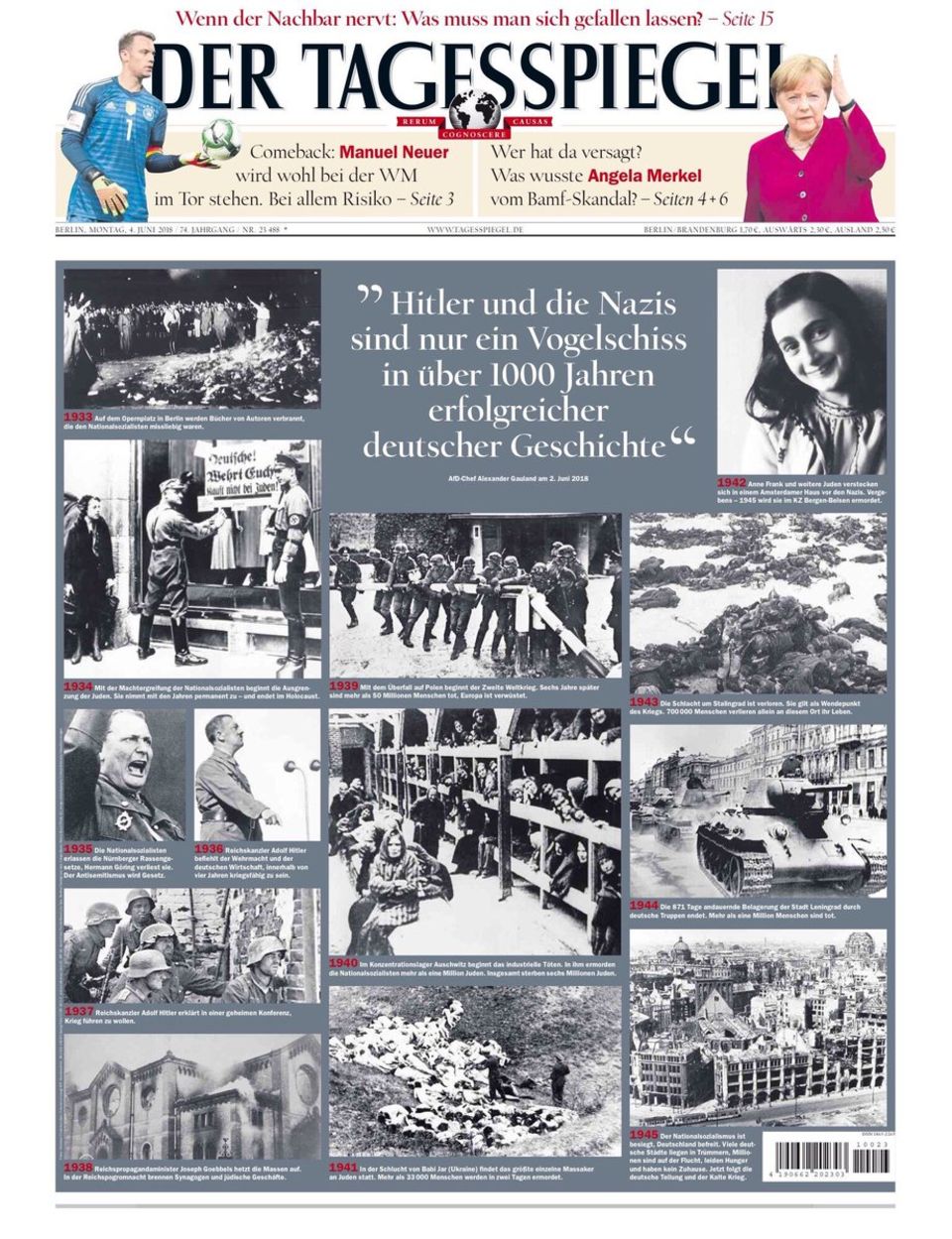 Die Titelseite des Berliner "Tagesspiegel"