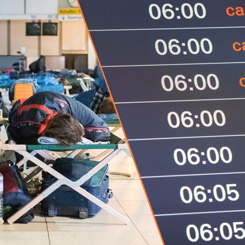 Die Anzeigetafel im Flughafen Hamburg zeigte am 3. Juni nur gestrichene Verbindungen an. Der Airport musste den Betrieb nach einem Stromausfall komplett eingestellten.