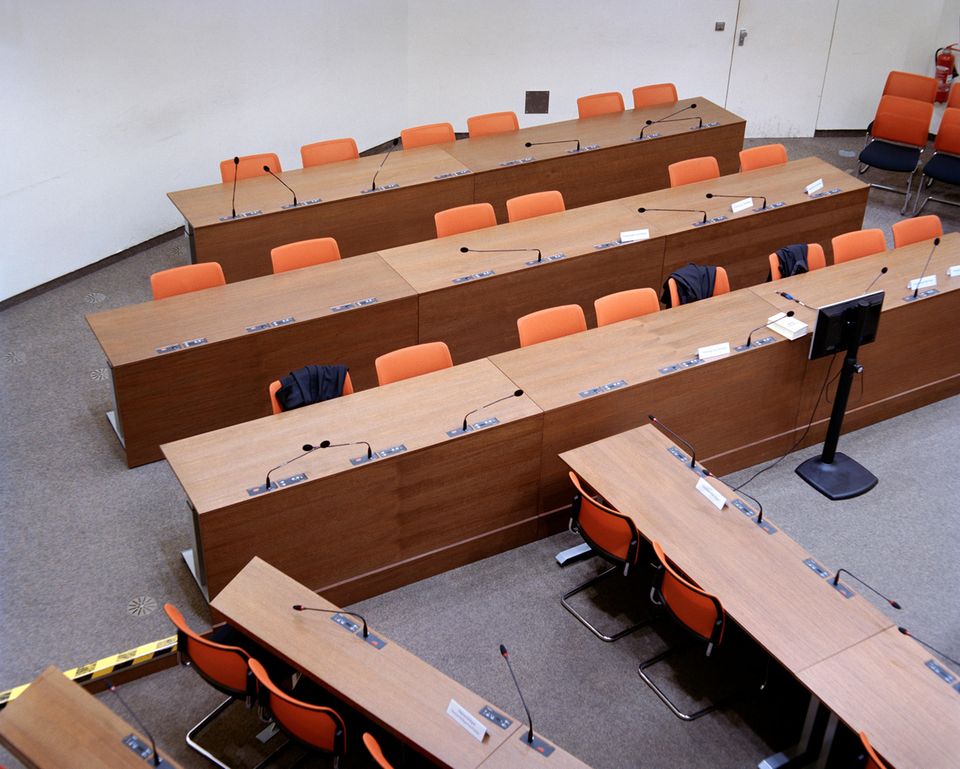 NSU-Prozess Der Schwurgerichtssaal 101 im Münchner Oberlandesgericht, Schauplatz des NSU-Prozesses