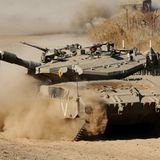 Der israelische Merkava auf den Golanhöhen.