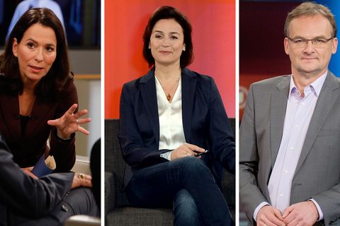 Die Talkshow-Moderatoren Anne Will (l.), Sandra Maischberger und Frank Plasberg
