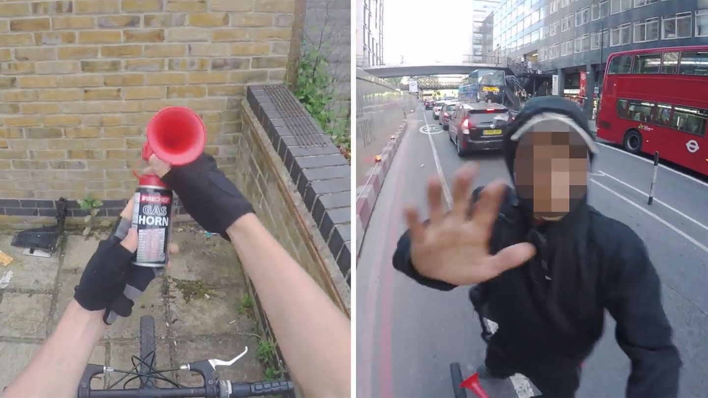 Konflikt auf dem Radweg: Radler erschreckt Fußgänger mit Drucklufthupe
