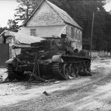 Ein zerstörter Cromwell-Panzer.