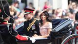 Die 36-Jährige trug eine hellrosa Robe der US-Designerin Carolina Herrera sowie einen farblich passenden Hut. Dass Meghan in dem Outfit ihre nackten Schultern zeigte, ist für ein Mitglied der Königsfamilie eher unpassend.