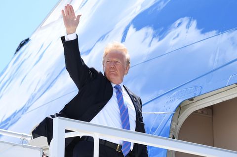 US-Präsident Donald Trump vor dem Abflug vom G7-Gipfel in Kanada