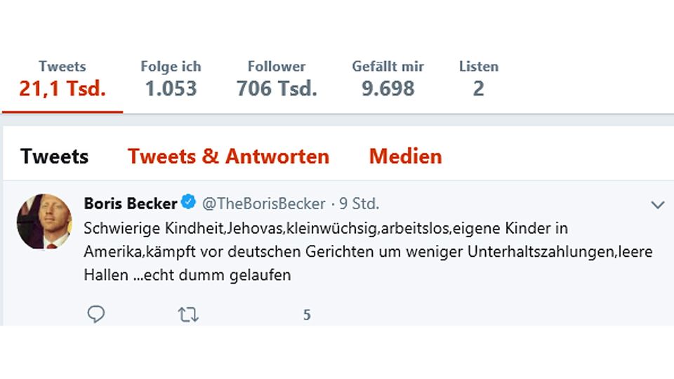 Der inzwischen gelöschte Tweet von Boris Becker über Oliver Pocher