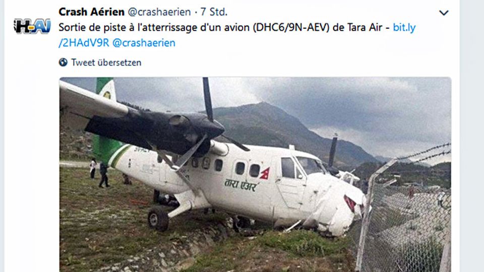 Die verunglückte Twin Otter von Tara Air in nepal