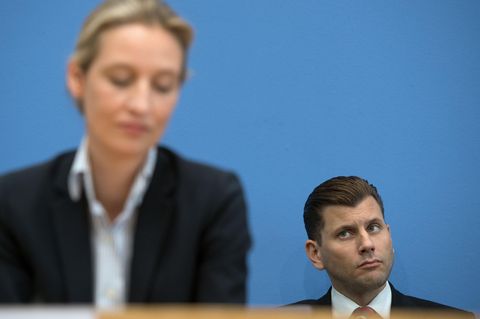 AfD-Sprecher Christian Lüth (mit Alice Weidel im Vordergrund) und die Lücke im Lebenslauf