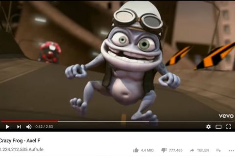Screenshot aus dem Video "Crazy Frog - Axel F" auf Youtube