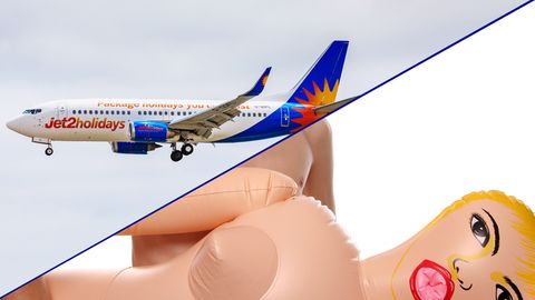 Der Zwischenfall mit einem renitenten Passagier und einer Sexpuppe ereignete sich an Bord des Billigfliegers Jet2.com.