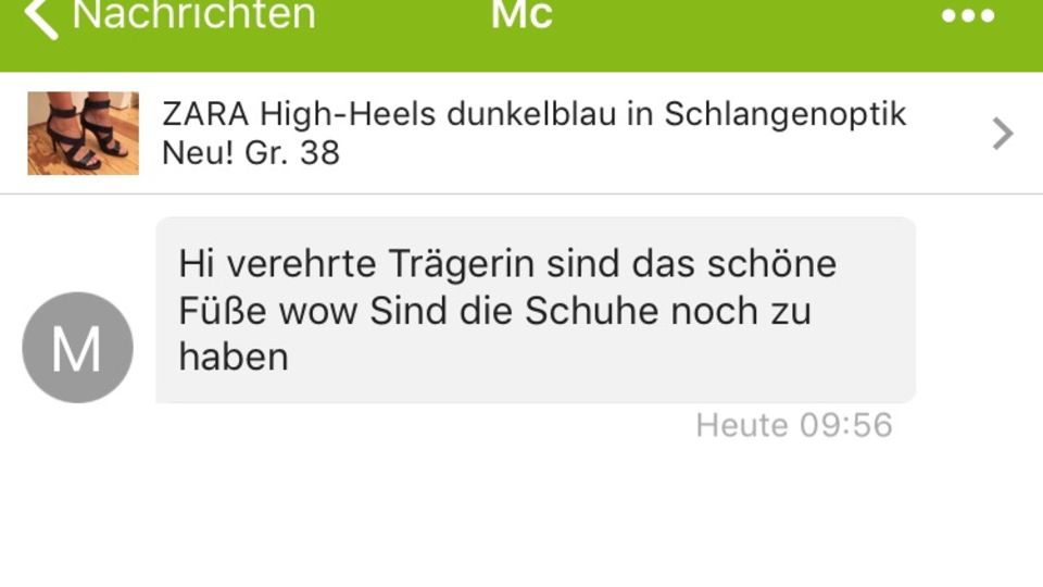 Nicht die Schuhe sind von Interesse – sondern die Füße Screenshot Anzeige Ebay Kleinanzeigen