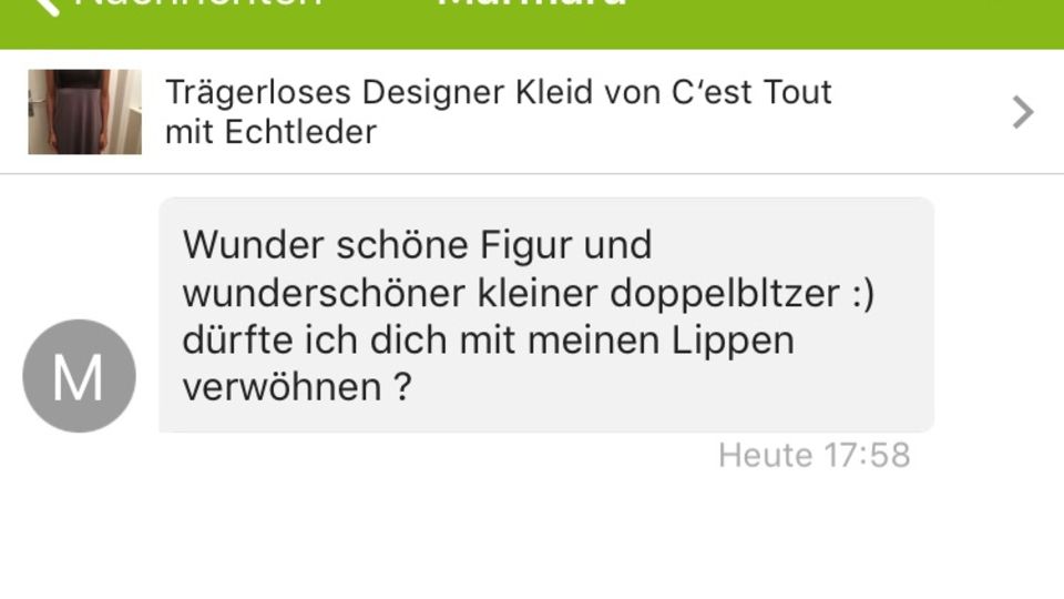 Eigentlich wollte Joana nur ihr Kleid verkaufen Screenshot Anfrage Ebay Kleinanzeigen
