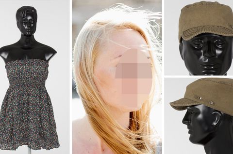 Bei "Aktenzeichen XY ... ungelöst": Melanie R. aus Berlin und ihr Kleid, die Mütze des Täters auf Aufnahmen der Polizei