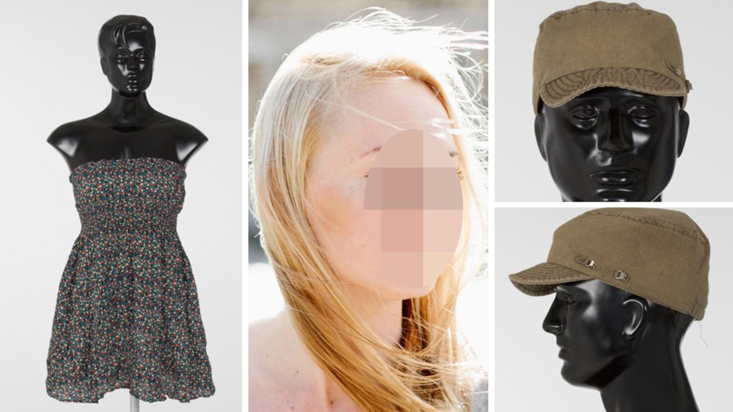Bei "Aktenzeichen XY ... ungelöst": Melanie R. aus Berlin und ihr Kleid, die Mütze des Täters auf Aufnahmen der Polizei