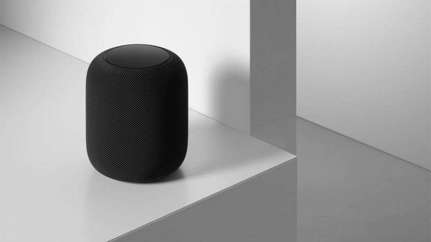 So sieht Apples HomePod in der Farbe "Space Grau" aus