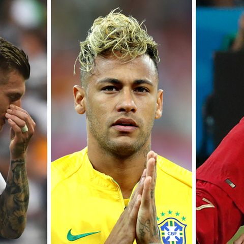 Der enttäuschte Toni Kroos (l.), der eigenwillig frisierte Neymar und der jubelnde Cristiano Ronaldo (r.)