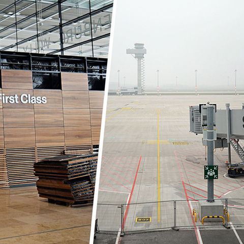 Eindrücke vom neuen Berliner Flughafen BER in den Jahren 2012 und 2018.