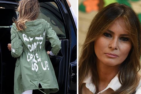 Als Melania Trump in den Flieger nach Texas steigt, steht auf der Rückseite ihres olivgrünen Parkas: „Mir ist es wirklich egal, und dir?“