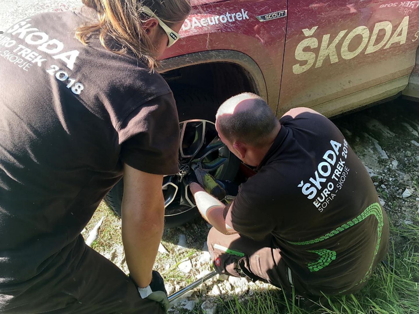 Die Service-Crew kam beim Skoda Euro Trek 2018 kaum noch aus dem Reifenwechseln heraus