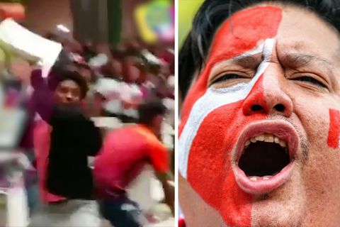 Auch das Ausscheiden bei einer Weltmeisterschaft will gelernt sein. Diese peruanischen Fans beherrschen es jedenfalls nicht.