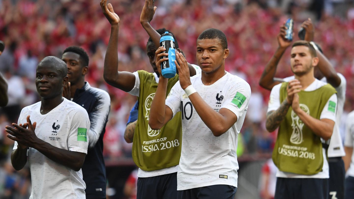 N'Golo Kante, Kylian Mbappe und Lucas Hernandez aus Frankreich