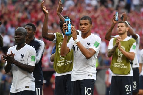 N'Golo Kante, Kylian Mbappe und Lucas Hernandez aus Frankreich