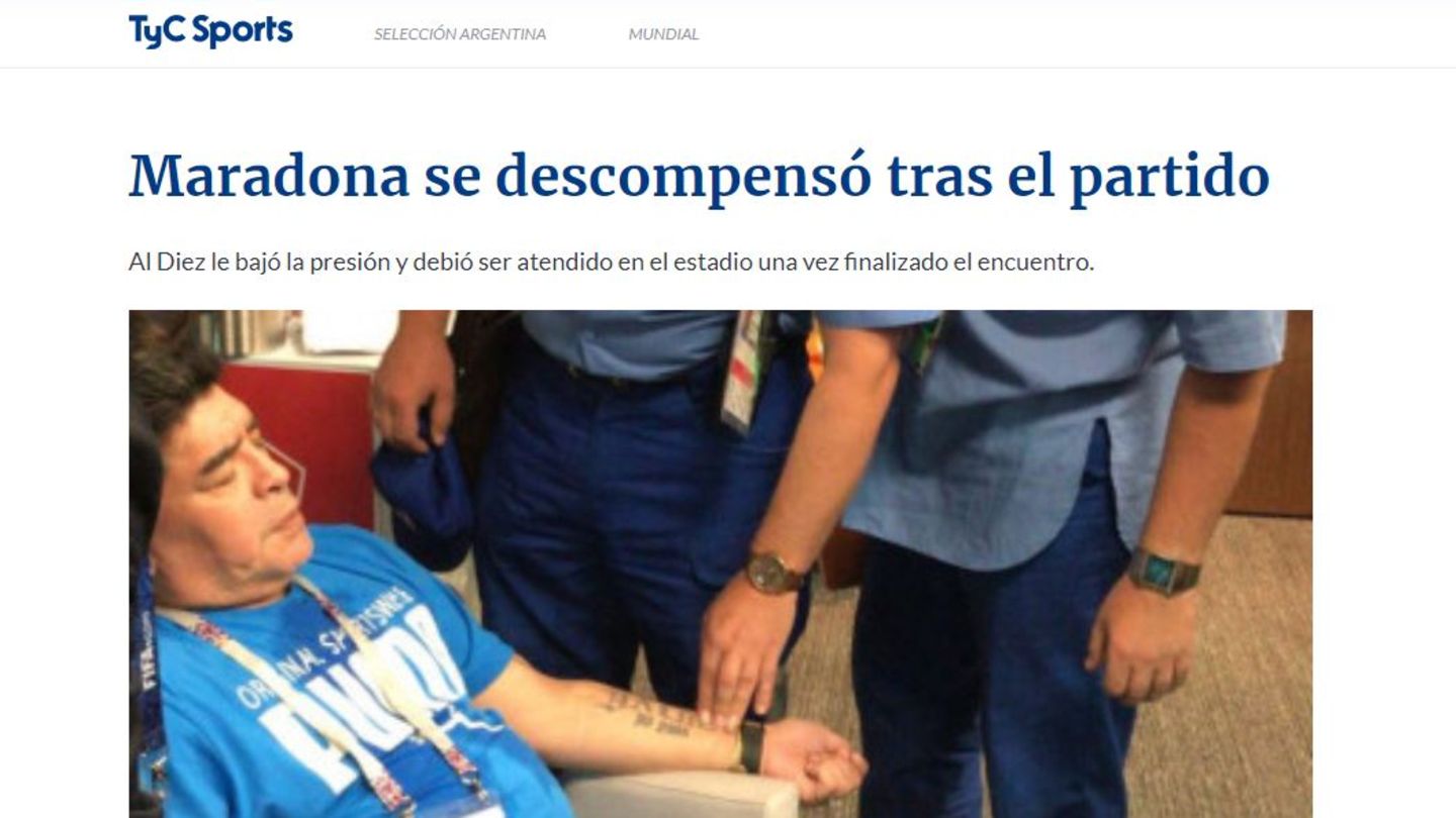 Maradona erleidet nach dramatischem Argentinien-Sieg einen Schwächeanfall