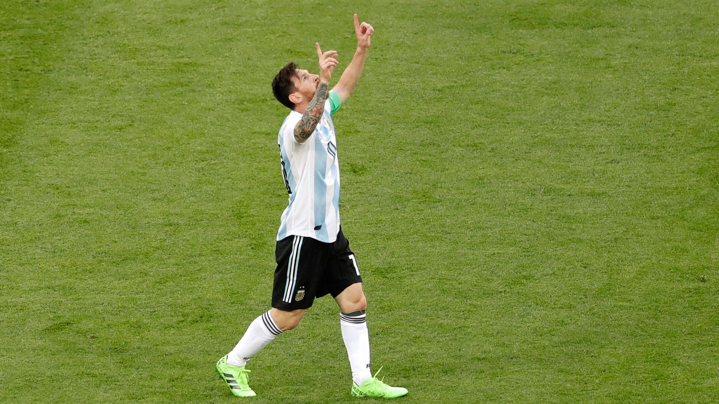 Lionel Messi nach seinem Tor zum 0:1 im WM-Spiel Argentiniens gegen Nigeria