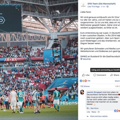 Screenshot des Facebookposts mit dem Entschuldigungsbrief