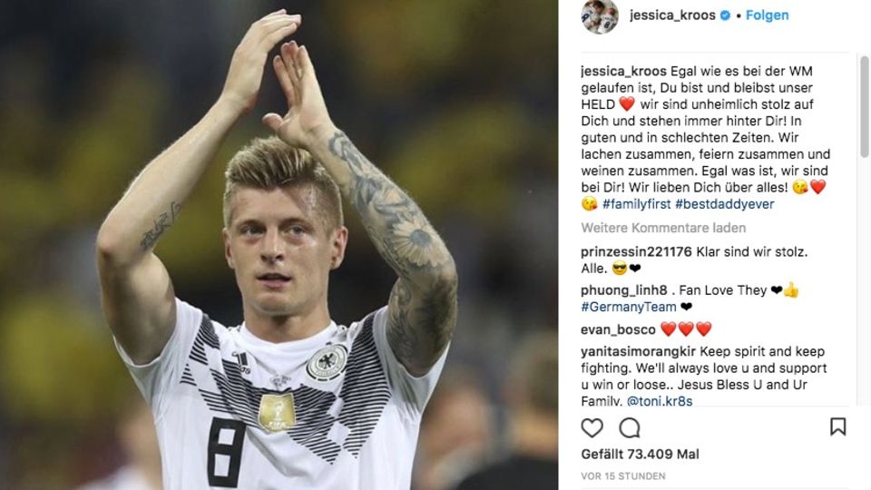 Instagram-Post: Nach WM-Aus: Toni Kroos bekommt rührende Liebeserklärung von seiner Frau Instagram-Post: Nach WM-Aus: Toni Kroos bekommt rührende Liebeserklärung von seiner Frau