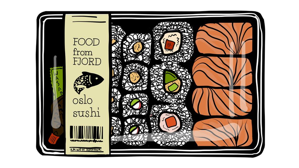 Illustration einer Sushi-Zusammenstellung