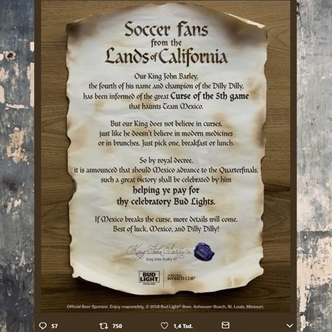 Angebranntes Papier mit der Überschrift "Fußballfans aus den Ländern Kaliforniens