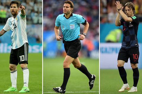 Lionel Messi, Felix Brych und Luka Modric