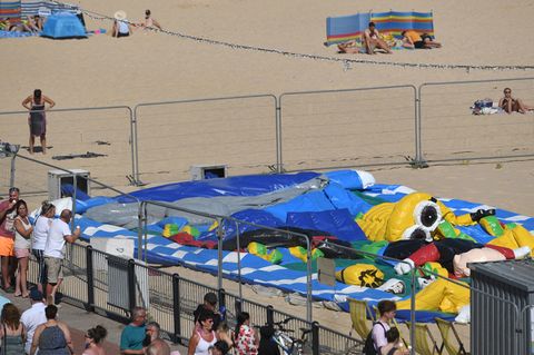 An einem Strand im britischen Gorleston ereignete sich das tragisches Hüpfburg-Unglück
