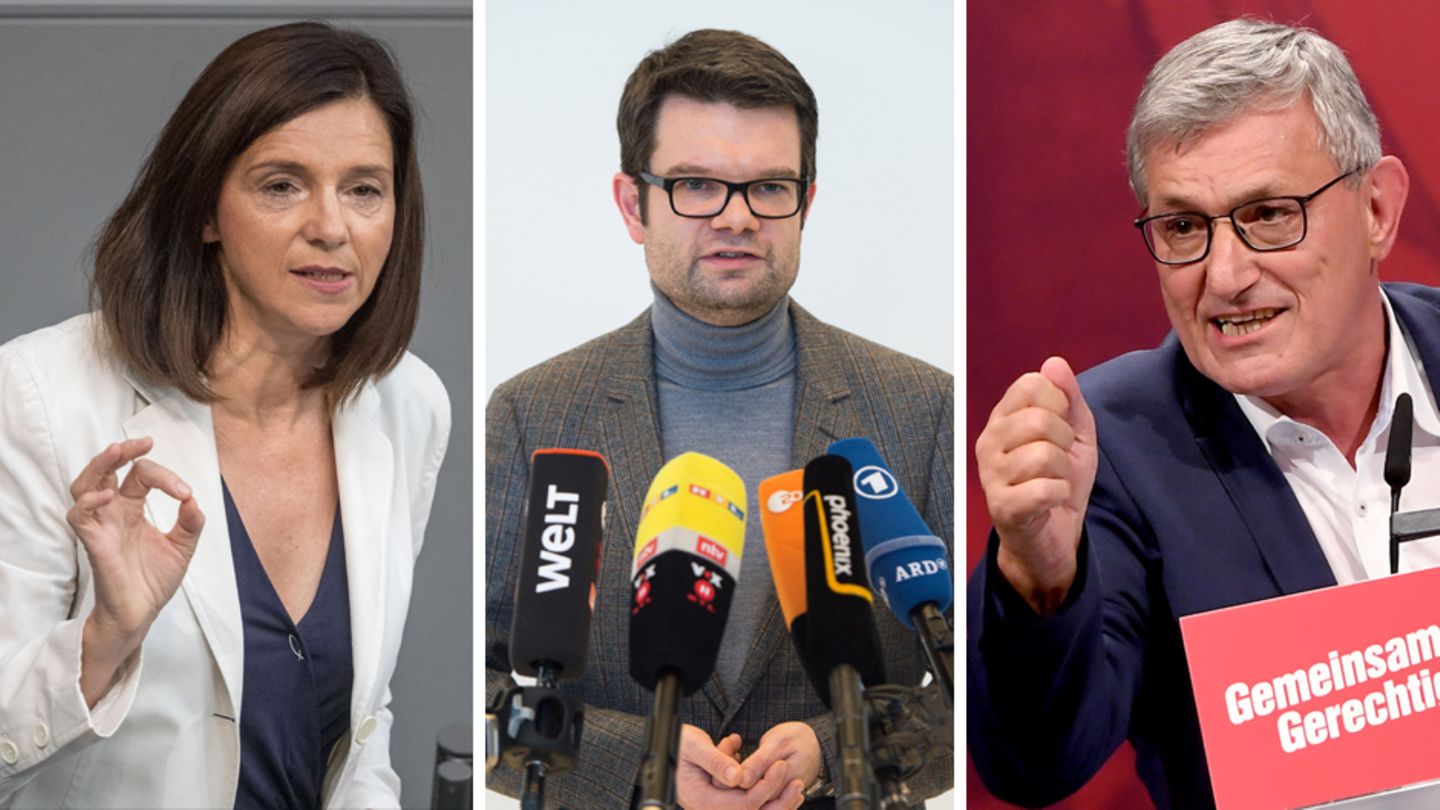 Katrin Göring-Eckardt (l.), Marco Buschmann (M.) und Bernd Riexinger