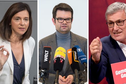 Katrin Göring-Eckardt (l.), Marco Buschmann (M.) und Bernd Riexinger