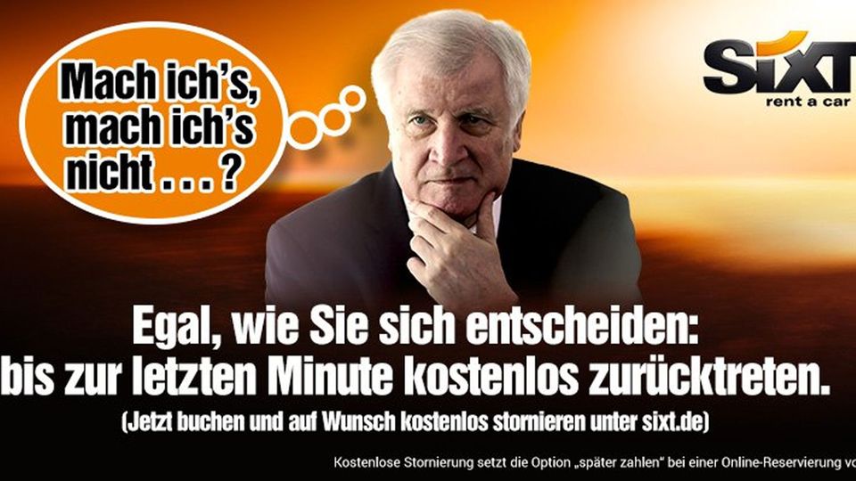 Dieses Seehofer-Motiv verbreitete Sixt auf Twitter
