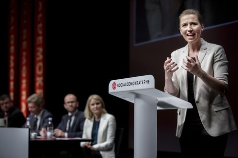 Mette Frederiksen auf dem Parteitag der Sozialdemokraten.