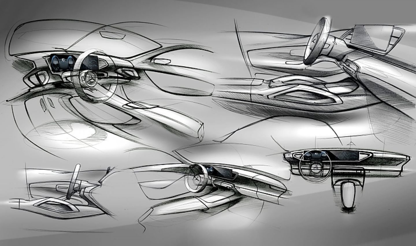 Die Skizzen zeigen, wie das Interieur des neuen Mercedes GLE aussehen wird