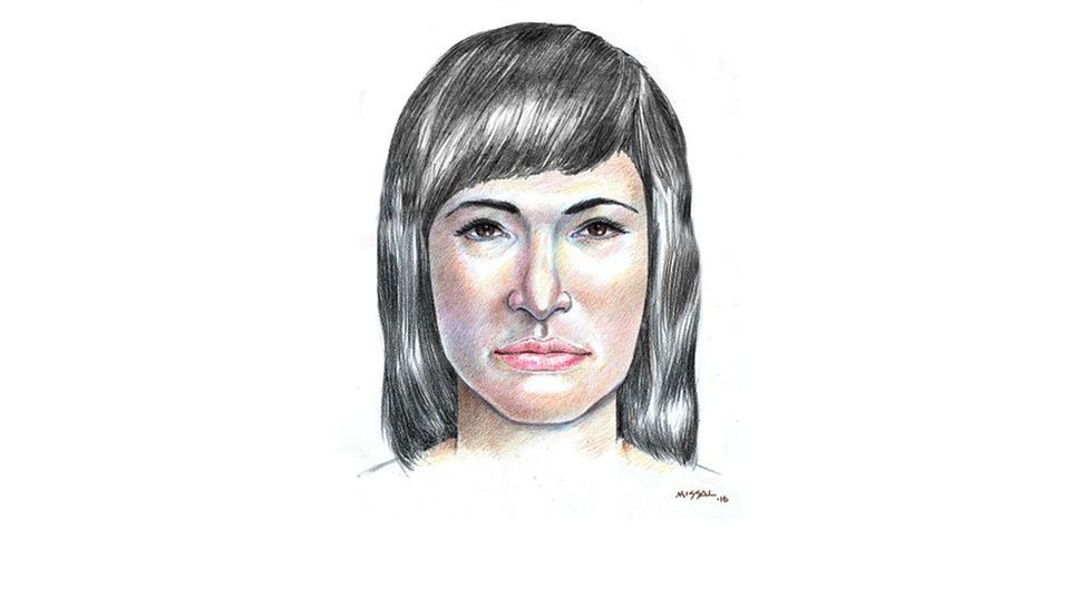 Das Phantombild einer attraktiven dunkelhaarigen Frau