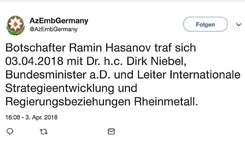 Rüstungsexport: Beliefert der Rüstungskonzern Rheinmetall künftig Aserbaidschan – trotz des Waffenembargos? Rüstungsexport: Beliefert der Rüstungskonzern Rheinmetall künftig Aserbaidschan – trotz des Waffenembargos?